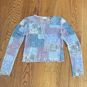 Altar'd State Sheer Multicolor Patterned Top